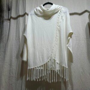 NWT Cream Petite Medium - Fringe Knit Sweater